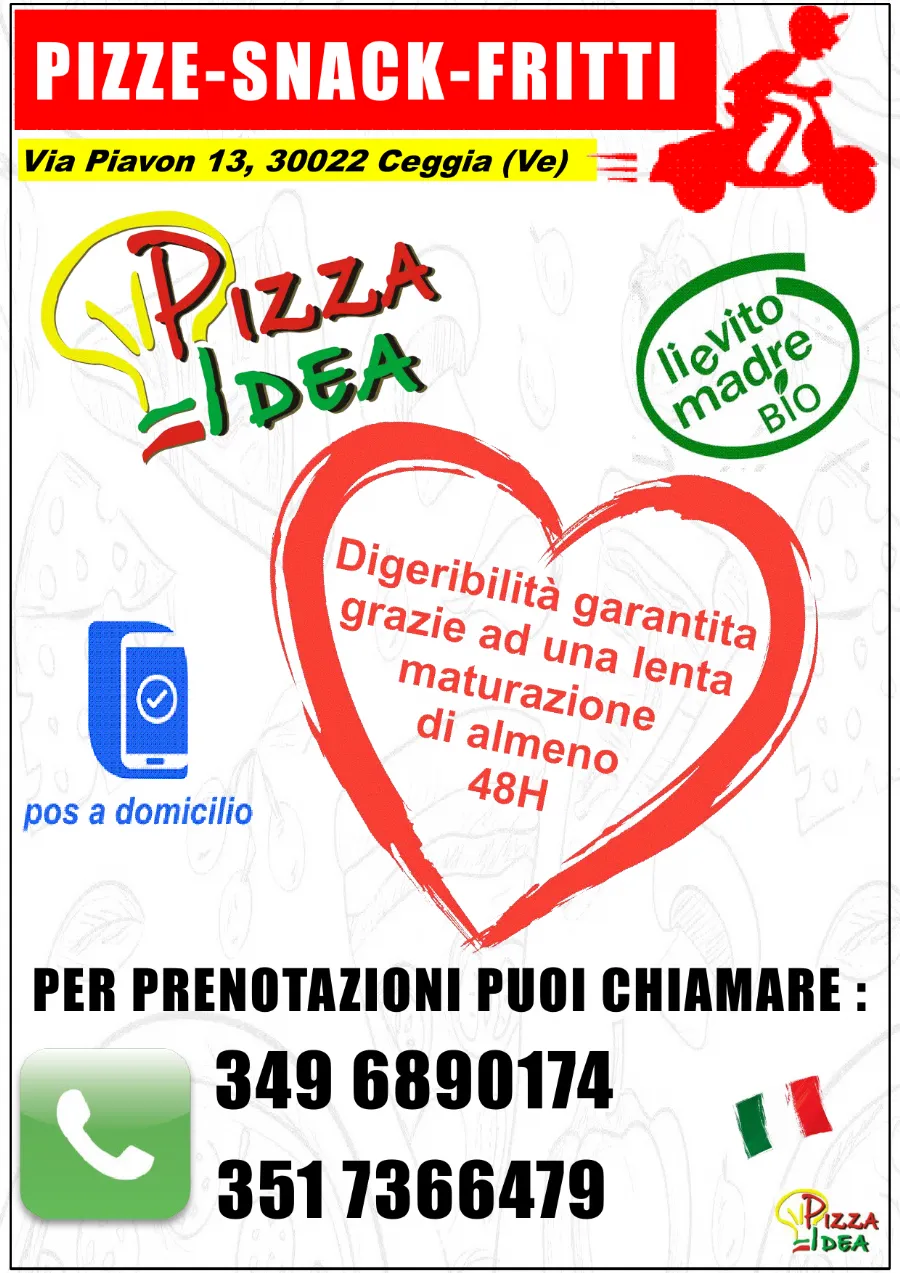 Listino online : Menu Nuovo listino Pizzaidea Ceggia